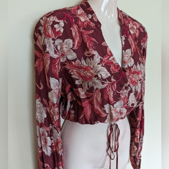 Zara voluminous floral printed blouse top small - Picture 5 of 14